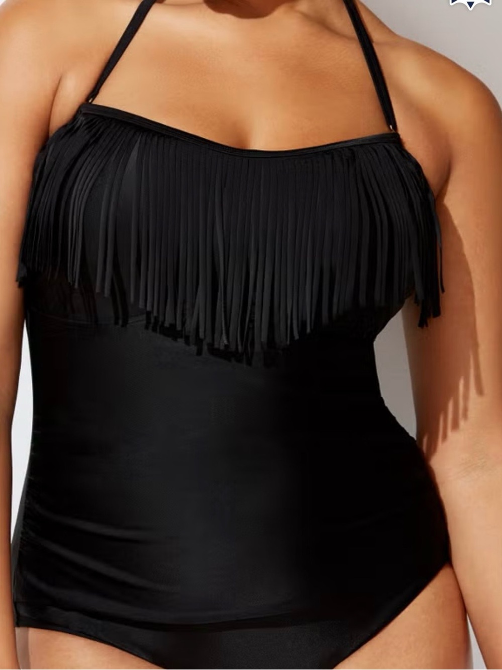 Swimsuits For All Black Fringe One-Piece Swimsuit